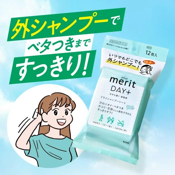 メリットDAY＋ ドライシャンプーシート 12枚入 花王