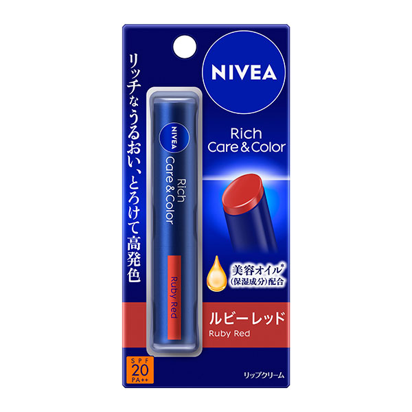 ニベア リッチケア＆カラーリップ ルビーレッド 2g  花王