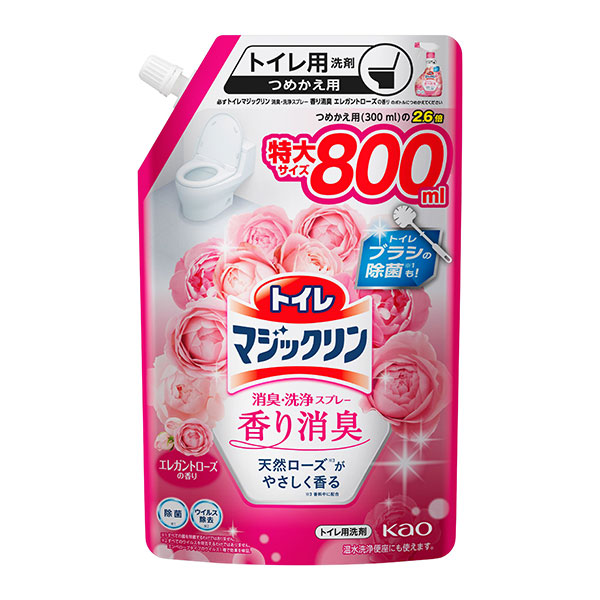 トイレマジックリン消臭・洗浄スプレー　香り消臭　エレガントローズの香り　つめかえ用　８００ｍｌ　　花王