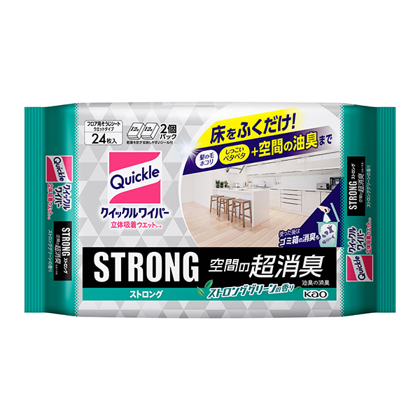 クイックルワイパー 立体吸着ウエットシート ストロング 空間の超消臭 24枚入　花王