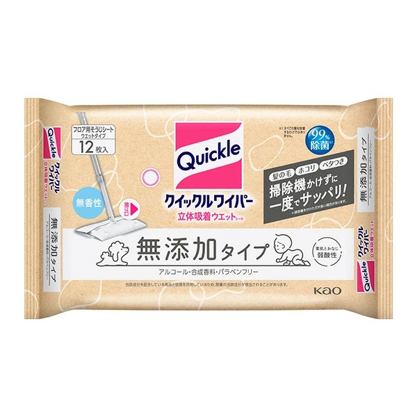 花王 クイックルワイパー 立体吸着ウエットシート 無添加タイプ 12枚　花王