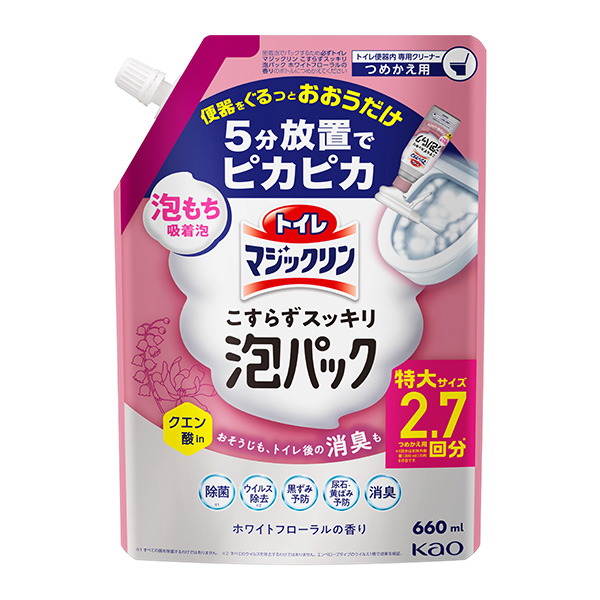 トイレマジックリン こすらずスッキリ泡パック ホワイトフローラルの香り つめかえ用 660ml