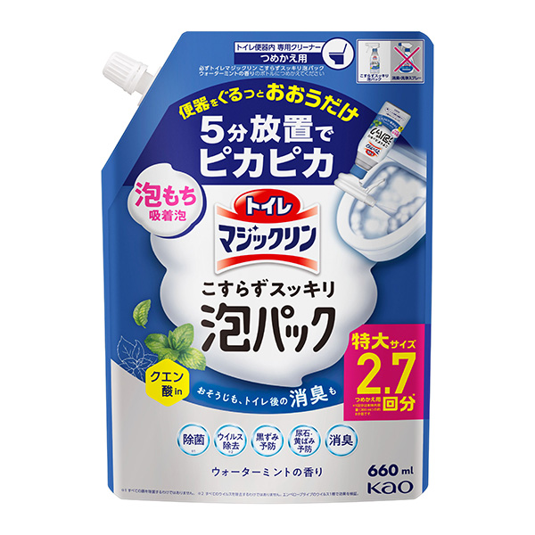 トイレマジックリン こすらずスッキリ泡パック ウォーターミントの香り つめかえ用  660ml