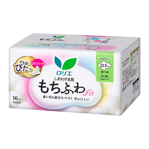 ロリエ しあわせ素肌 もちふわfit 多い昼用22.5cm 羽つき 16個×3パック【医薬部外品】