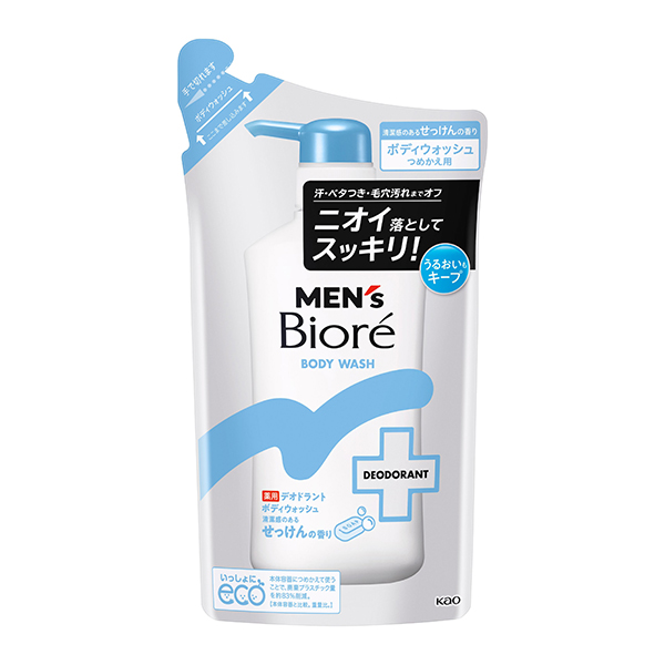 花王 メンズビオレ 薬用デオドラントボディウォッシュ 清潔感のあるせっけんの香り つめかえ用 360ml【医薬部外品】