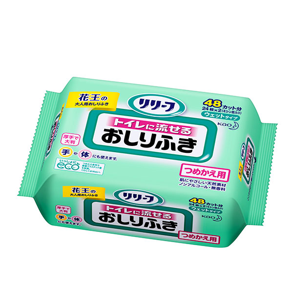 リリーフ トイレに流せるおしりふき 詰替用 24枚入×24個 (計576枚) 花王(富士薬品) リリーフ トイレに流せるおしりふき 詰替用 24枚入×24個 (計576枚) 花王(富士薬品)