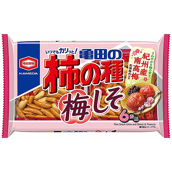 亀田　亀田の柿の種梅しそ6袋詰 164g×12個入り(1ケース)