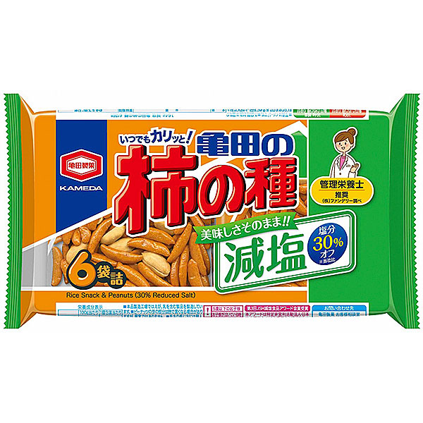 亀田　減塩亀田の柿の種6袋詰 164g×12個入り(1ケース)