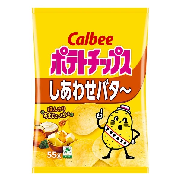カルビー  ポテトチップスしあわせバター 55g×12個 (1ケース)