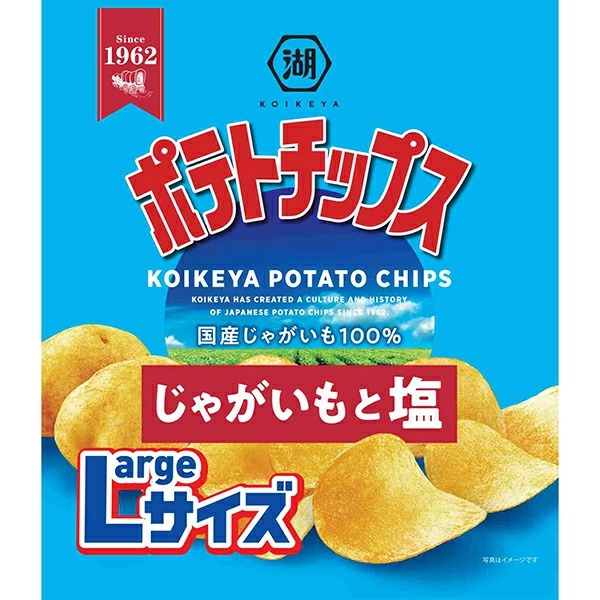 湖池屋 Largeサイズポテトチップス じゃがいもと塩 112g×12袋入り (1ケース)