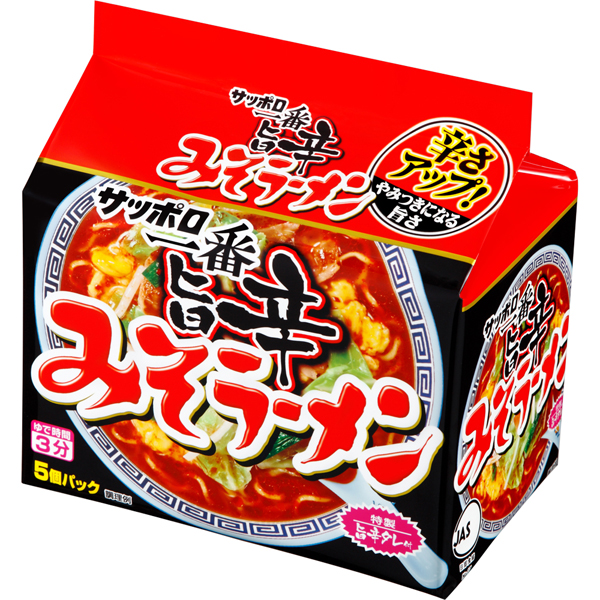 サッポロ一番 みそラーメン 旨辛 5個パック 510g×6個入り (1ケース) 