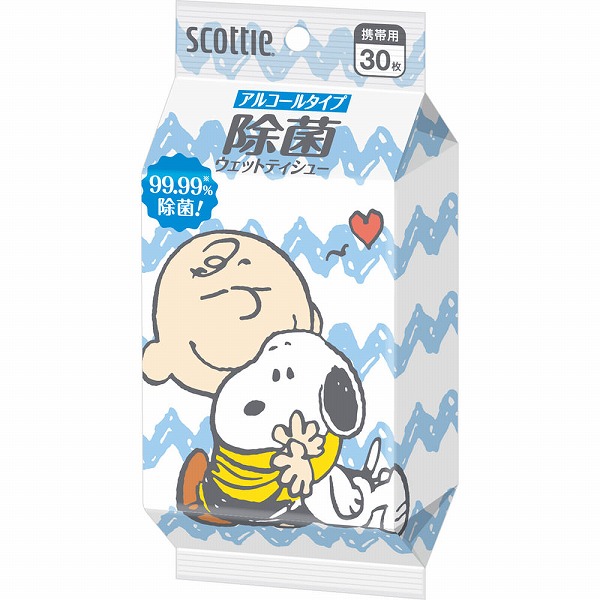 スコッティ ウェットティシュー 除菌 アルコールタイプ スヌーピー 30枚
