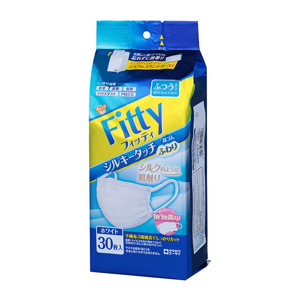 シルキータッチ耳ゴムふわり白　ふつう　 30枚