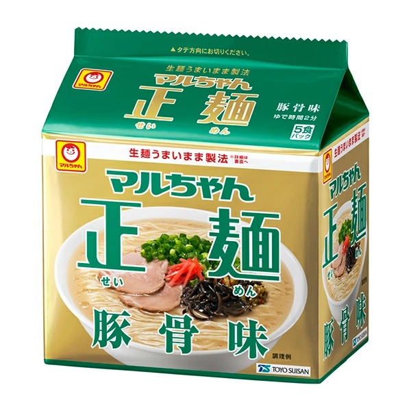 マルちゃん 正麺 豚骨味 5食×6パック×3ケース（計90食）
