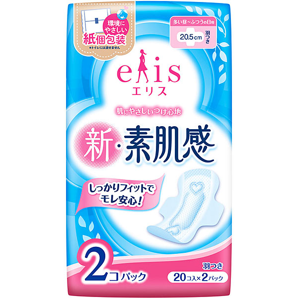 エリス 新・素肌感（多い昼～ふつうの日用）羽つき 20個×2パック×3個　(SH)【医薬部外品】
