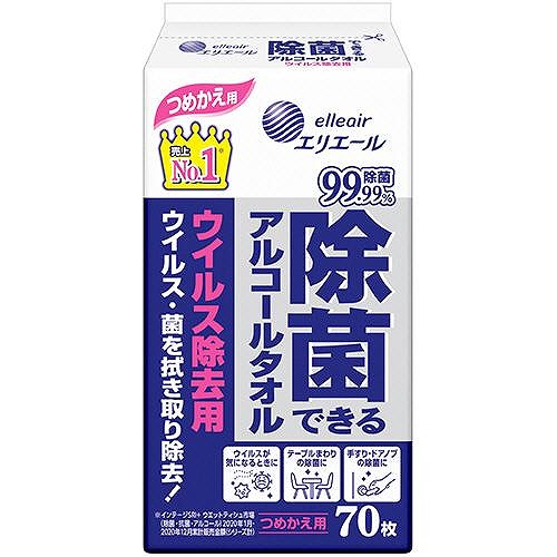 除菌できるアルコールタオル ウイルス除去用 つめかえ用 70枚