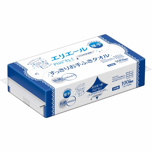エリエール Plus+キレイ すっきりお手ふきタオル 100枚×60セット入り (1ケース)