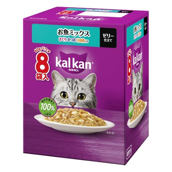 カルカンパウチ お魚ミックス まぐろ・かつお・白身魚入り 60g×8袋×20箱入り (1ケース)