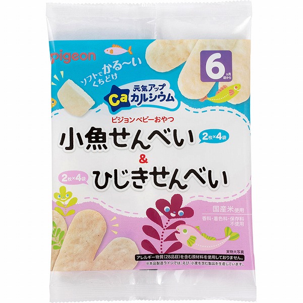 元気アップCa 小魚せんべい&ひじきせんべい 32g（2枚×8袋）×6個セット