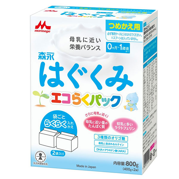 はぐくみエコらくパック詰め替え用　800ｇ(400ｇ×2袋)×12セット (1ケース)