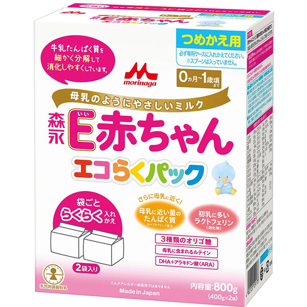 E赤ちゃんエコらくパック詰め替え用　800ｇ(400ｇ×2袋)×12セット (1ケース)