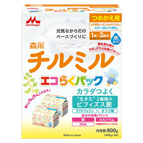 チルミルエコらくパック　つめかえ用　800ｇ(400ｇ×2袋)×12セット (1ケース)(PP)