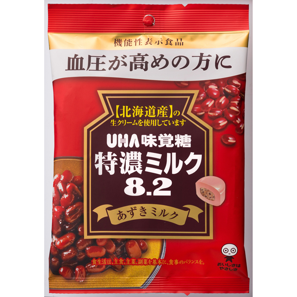 UHA味覚糖  特濃ミルク8.2 あずきミルク 93g×72袋入り (1ケース)【機能性表示食品】