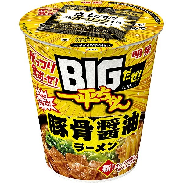 明星 BIGだぜ！一平ちゃん 豚骨醤油ラーメン 93g×12個 (1ケース)