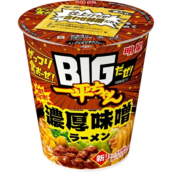 明星 BIGだぜ！一平ちゃん 濃厚味噌ラーメン 97g×12個 (1ケース)