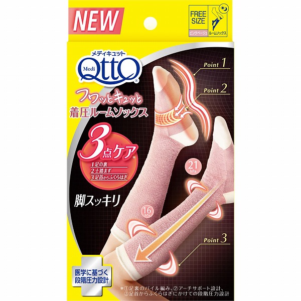 ドクター・ショール メディキュット フワッとキュッと 着圧ルームソックス フリーサイズ ピンクベージュ