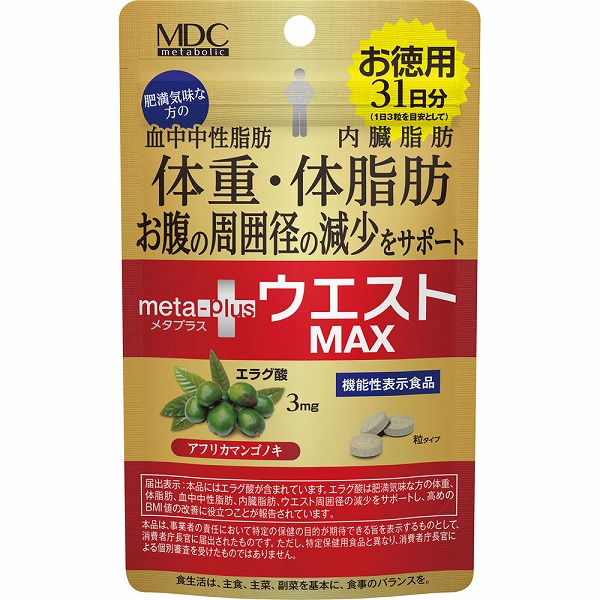 メタプラス ウエストマックス31日分 26.04g（280mg×93粒）【機能性表示食品】