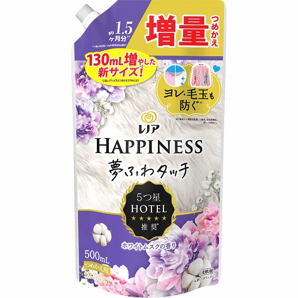 レノアハピネス夢ふわタッチ リラックスナイトホワイトムスクの香り つめかえ増量サイズ 500mL