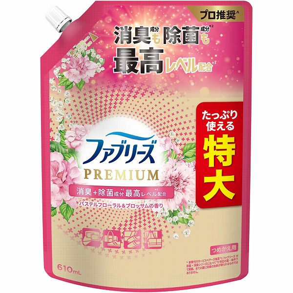 ファブリーズW除菌+消臭 プレミアム パステルフローラル&ブロッサムの香り つめかえ用特大サイズ 610mL