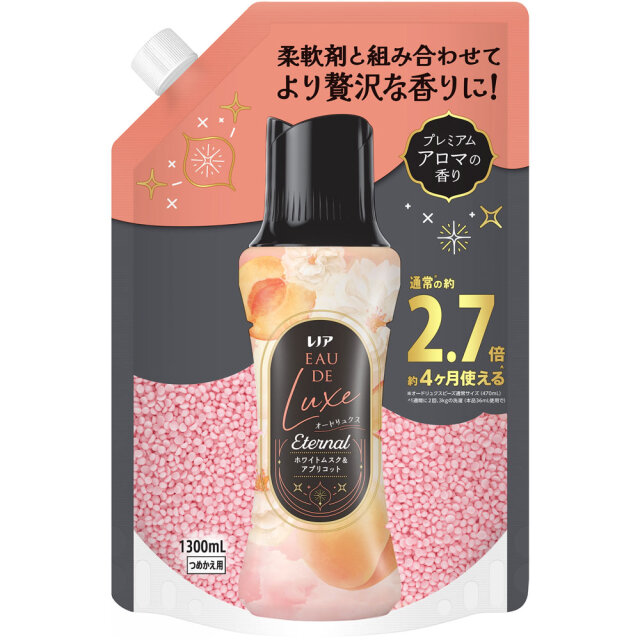 レノアオードリュクスアロマジュエル エターナルホワイトムスク＆アプリコットの香りつめかえ用超特大サイズ 1300mL×6個 (1ケース)