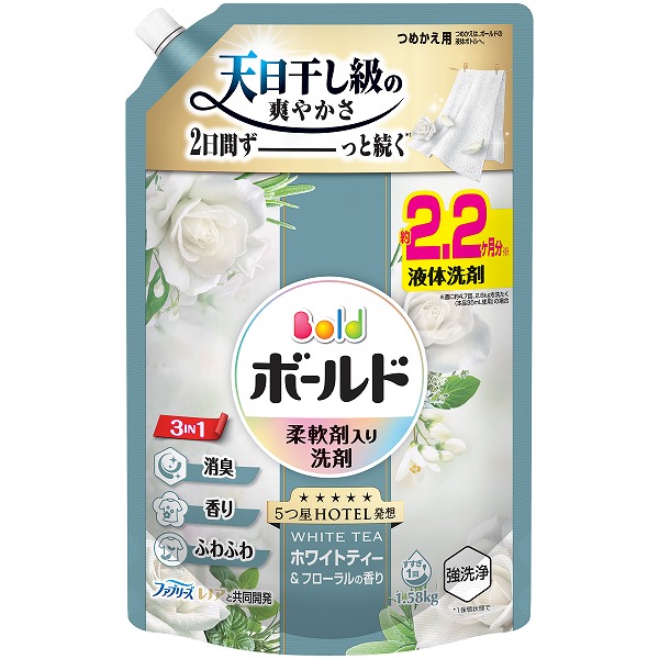 ボールドジェル ホワイトティー＆フローラルの香り つめかえ用 ウルトラジャンボサイズ 1.58kg×6個 (1ケース)