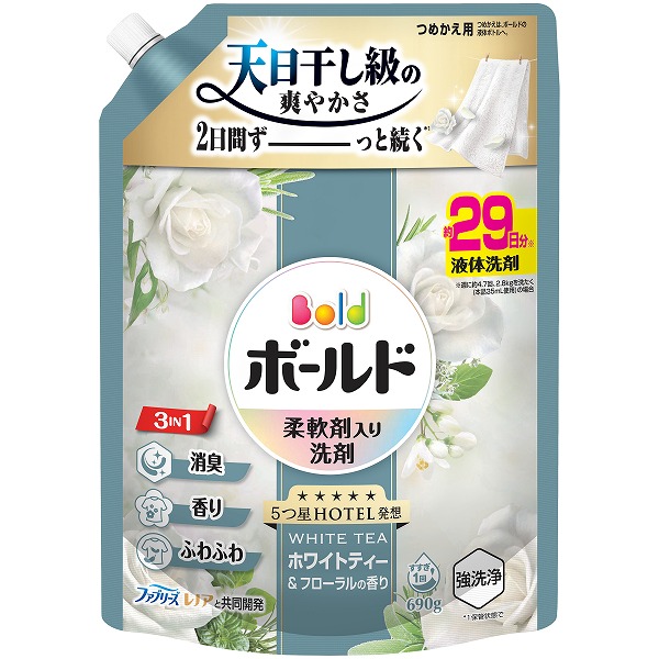 ボールドジェル ホワイトティー＆フローラルの香り つめかえ用 超特大サイズ 690g×8個 (1ケース)