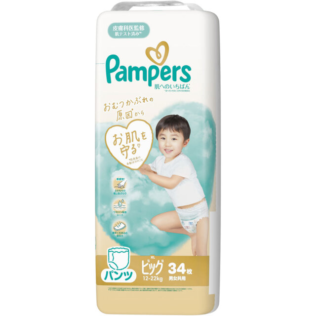 パンパース 肌へのいちばんパンツ ／ スーパージャンボ ビッグ 34枚×4