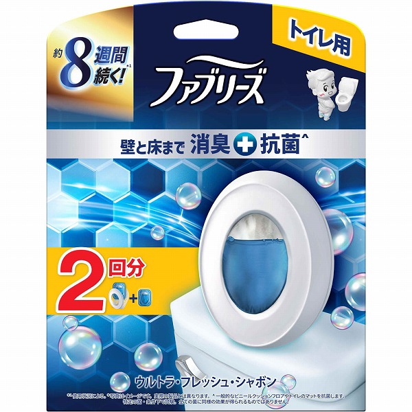 ファブリーズトイレ用消臭剤プレミアムシリーズ＋抗菌 ウルトラ・フレッシュ・シャボン 本体＋つめかえパック  6.3mL×2個