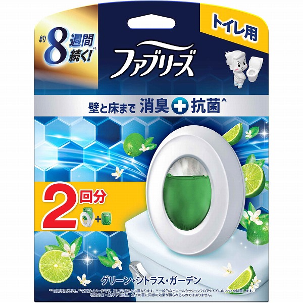 ファブリーズトイレ用消臭剤プレミアムシリーズ＋抗菌 グリーン・シトラス・ガーデン 本体＋つめかえパック  6.3mL×2個