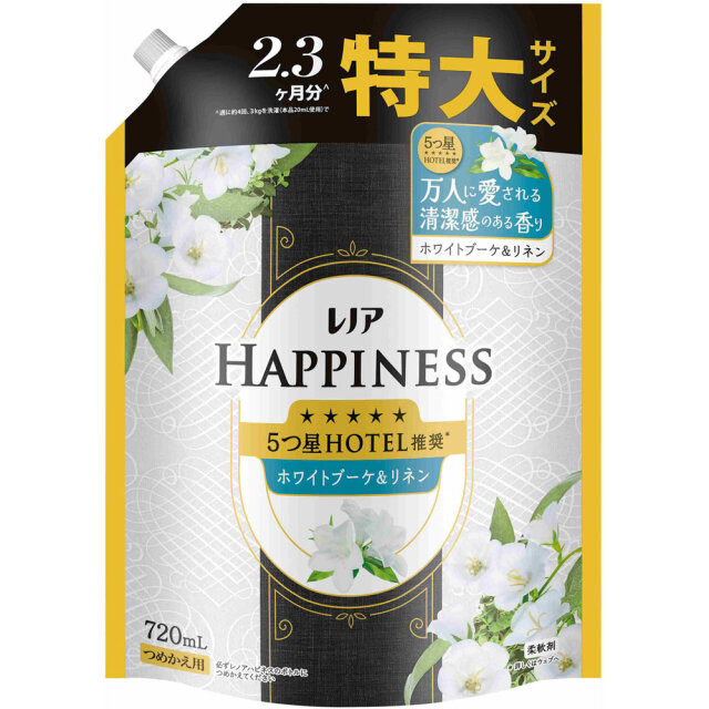 レノアハピネス夢ふわタッチホワイトブーケ＆リネンの香り詰替用特大サイズ 720mL×8個 (1ケース)