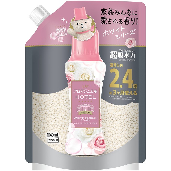 レノアアロマジュエル ホワイトフローラル＆サボンの香りつめかえ用特大サイズ 1040ml×7個 (1ケース)