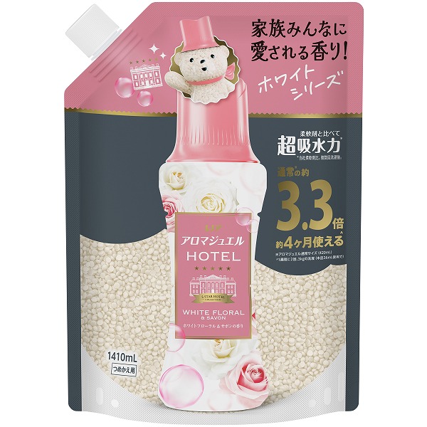 レノアアロマジュエル ホワイトフローラル＆サボンの香りつめかえ用超特大サイズ 1410ml×5個 (1ケース)
