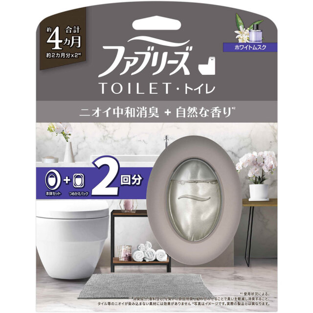 ファブリーズトイレ用消臭剤 プレミアムシリーズ消臭＋自然な香り ホワイトムスク 本体＋つめかえパック 6.3mL
