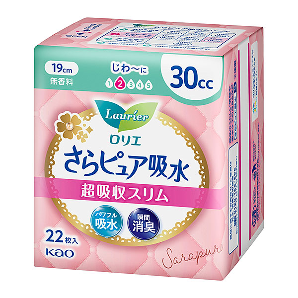 ロリエさらピュア吸水　超吸収スリム　30cc 22枚×3個入り　花王