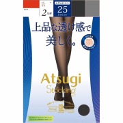 アツギ ストッキング 上品な透け感で美しく 25デニール L～LL ブラック 2足組