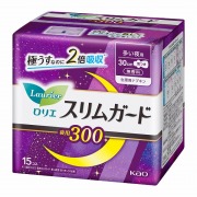 ロリエ スリムガード 多い夜用300 羽つき（医薬部外品） 15個入×16パック（1ケース）　花王