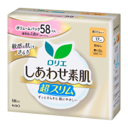 花王 ロリエ しあわせ素肌 ボリュームパック 超スリム 軽い日用17cm 羽なし 58個×3セット【医薬部外品】
