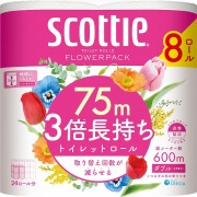 スコッティ フラワーパック 3倍長持ち (ダブル) 75m×8ロール×6セット入り (1ケース)