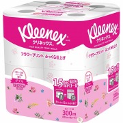 クリネックス 長持ち プリント (ダブル)＜フローラルハーブ＞ 300m (37.5m×8ロール)×8セット入り (1ケース)