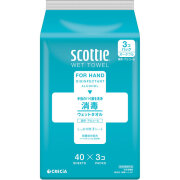 スコッティ ウェットタオル　 消毒 アルコールタイプ 40枚 3コパック×3個(SH)【指定医薬部外品】